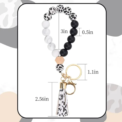 Vista 3 de Llavero de silicona para mujer, pulsera con cuentas para automóvil