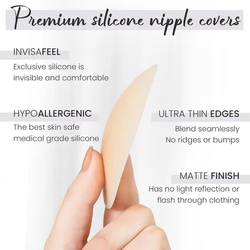 Vista 5 de WIGI Premium Nipple Covers, Reusable Silicone Nipple Covers & Disposable Nipple Pasties for Women, Invisible & Breathable