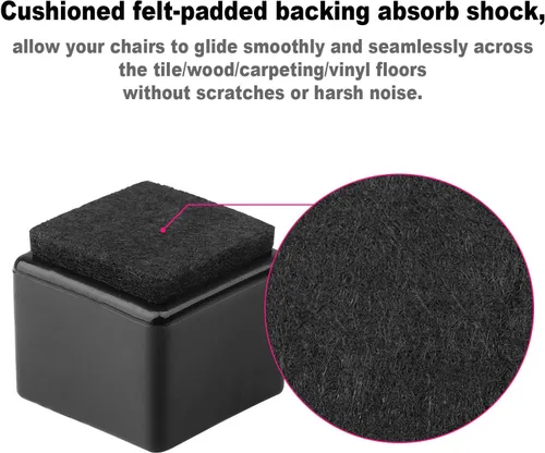 Vista 5 de Anwenk Protectores cuadrados de suelo para patas de silla de 1 x 1 pulgada con almohadillas de fieltro de 1 pulgada y 1 pulgada, protectores 16Pack