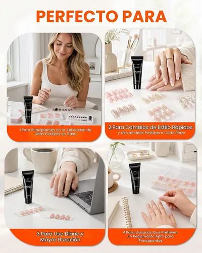 Vista 5 de Makartt Pegamento en gel sólido para uñas: pegamento para uñas súper fuerte para uñas postizas y acrílicas, diseño de arte en uñas de gel 3D