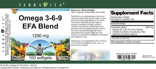 Vista 3 de Omega 3-6-9 EFA Blend - 1200 mg (100 cápsulas blandas, ZIN: 427997) - Paquete de 2
