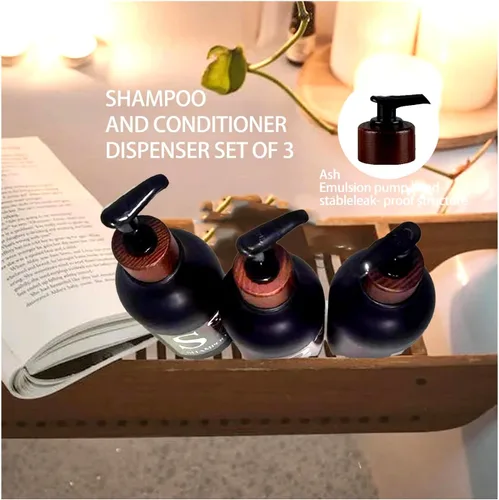 Vista 4 de Dispensador de champú, dispensador de champú negro montado en la pared para ducha, dispensadores de champú y acondicionador de 17 onzas, botellas