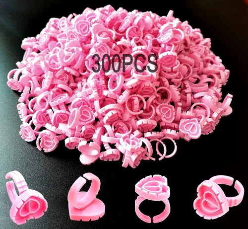 Vista 10 de Blossom - 300 vasos de pegamento con forma de corazón para suministros de extensión de pestañas, soporte para pegamento de pestañas en abanico