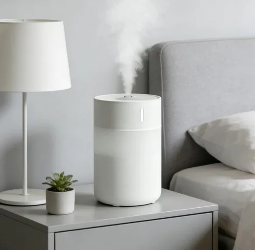 Vista 2 de Humidificador de escritorio con niebla fría, diseño compacto, color blanco