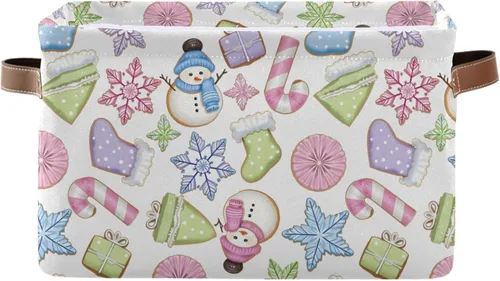 Vista 20 de senya Cesta de Navidad, bolas de Navidad, copos de nieve, plegable, de tela, plegable, bolsa organizadora para almacenamiento de ropa