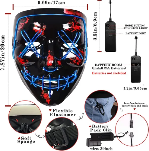 Vista 5 de Grim Reaper Halloween Costume for Kids with Glowing Red Eyes, Scythe, Gloves for Boys, Kids and Adult