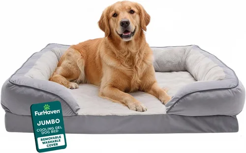 Vista 20 de Furhaven Cama de Gel Refrescante para Perros Medianos/Pequeños con Refuerzos Extraíbles y Funda Lavable, Para Perros de Hasta 35 lbs - Sofá