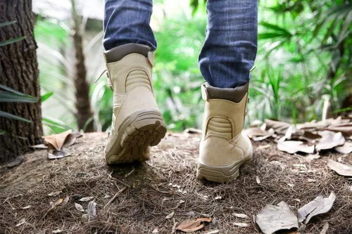 Vista 3 de Thowi Botas tácticas militares para hombre, botas de la selva del ejército, Marrón