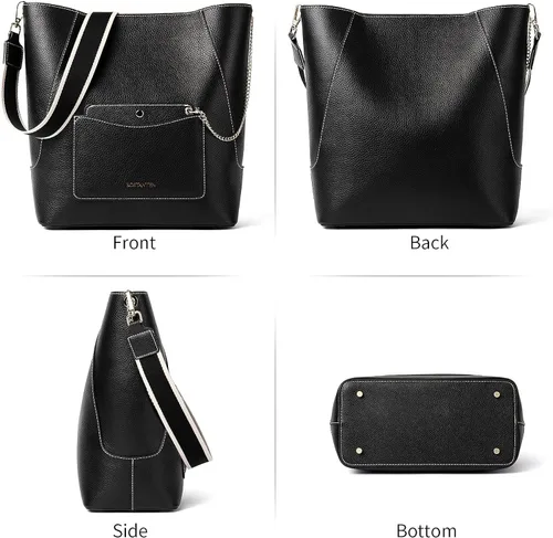 Vista 4 de BOSTANTEN Carteras y bolsos de cuero para mujer, bolsos grandes de diseño, bolsas cruzadas suaves, con bolsillo con cremallera, bolsillo pequeño