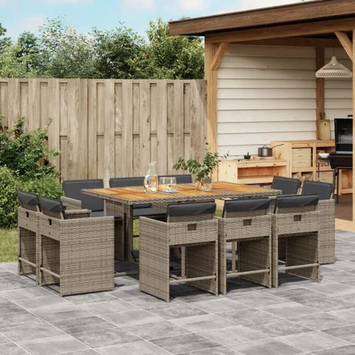 Vista 21 de 9-Piece Patio Dining Set with Cushions Beige Poly Rattan Outdoor Furniture for Garden Backyard Balcony – Foldable Chairs Space Saving Design