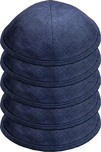 Vista 17 de Paquete de 5 piezas – Hq Satin/Lino/Velvet/Seda Cruda/Gamuza Kippah para hombre, sombrero Yamaka diseñado en Israel – Kippot Bulk