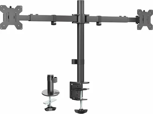 Vista 12 de VIVO Soporte de escritorio con LED LCD dual de 21 a 32 pulgadas, resistente, brazos telescópicos ajustables, configuración de pared empotrada, se
