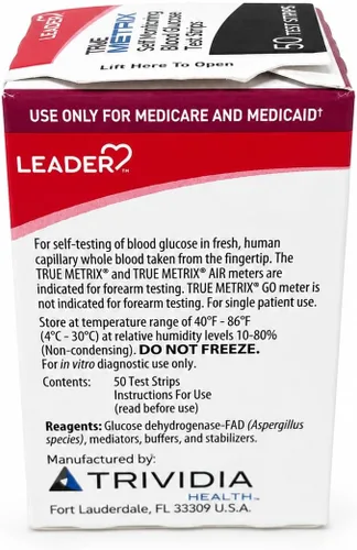 Vista 5 de Leader True Metrix - Tiras de prueba de glucosa en sangre, 50 unidades por caja, 4 cajas