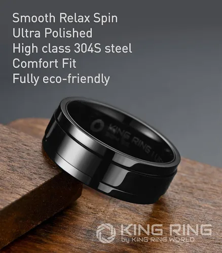 Vista 3 de King Ring Anillos giratorios ultra pulidos de 0.315 in Anillos de acero inoxidable planos brillantes de alta calidad para hombres y mujeres