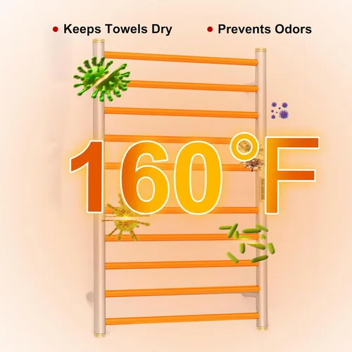 Vista 4 de Toallero eléctrico con calentador de toallas, calentador de toallas con temporizador y control de temperatura, montado en la pared, enchufe