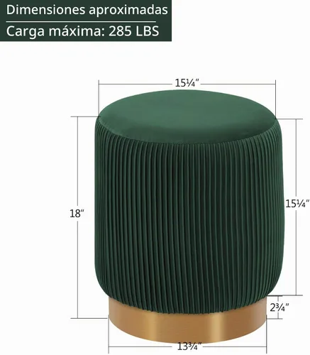 Vista 3 de DUHOME Moderno taburete otomano redondo de terciopelo verde oscuro