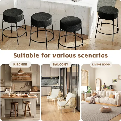 Vista 9 de SoarFlash - Juego de 2 taburetes de bar modernos giratorios, taburetes de barra de 24" Sherpa con asiento giratorio de altura de mostrador
