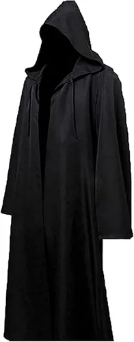 Vista 3 de Tonainy Bata con capucha para hombre, disfraz de caballero para Halloween, cosplay, bata negra