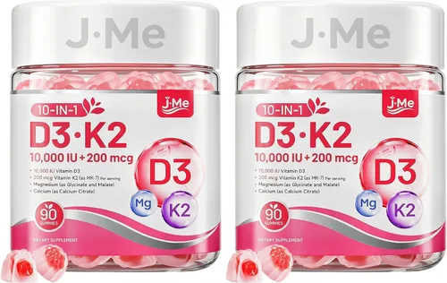 Vista 11 de JME Gomitas Core D3 K2 10,000 UI, Vitamina D3 con K2, D3K2 Gomitas
