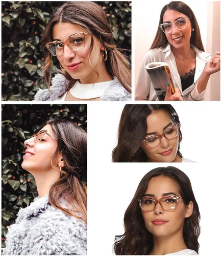 Vista 6 de FEISEDY Lentes de ojo de gato con marco de lentes transparentes para mujer B2440