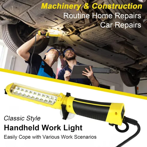 Vista 2 de Luz LED de Trabajo con Fuente de Luz LED COB Súper Brillante de 20, Luces de Trabajo Portátiles con Cable con Imán Fuerte, Gancho Giratorio Doble