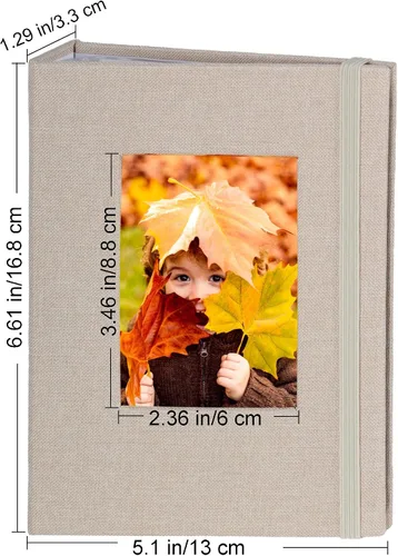 Vista 7 de Álbumes de fotos pequeños para fotos de 4 x 6, paquete de 2 libros de memoria con cubierta de lino con ventana de exhibición, cada uno con capacidad