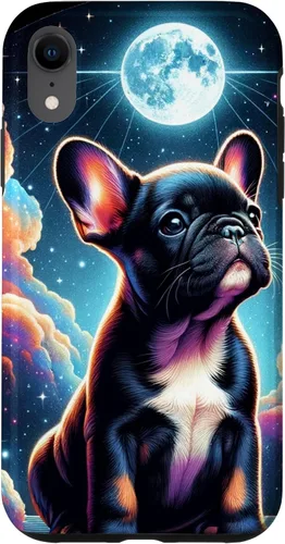 Vista 24 de Funda para iPhone SE (2020) / 7 / 8 Bulldog Francés Puppy Under The Moon In Space