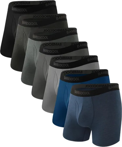 Vista 16 de BAMBOO COOL Calzoncillos tipo bóxer transpirables para hombre con bragueta que absorbe la humedad, ropa interior ligera, paquete de 7