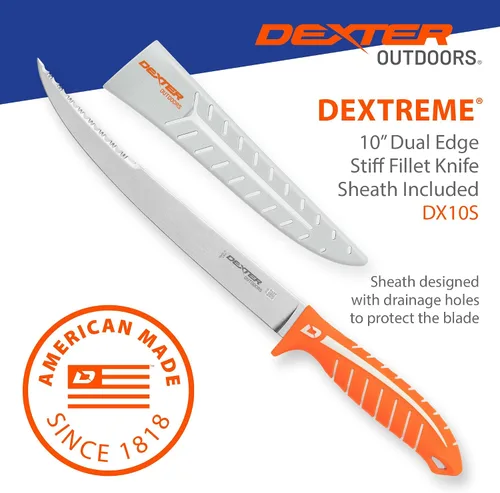 Vista 3 de Dexter Outdoors Dextreme Cuchillo de filete rígido de 10 pulgadas de doble filo Incluye funda