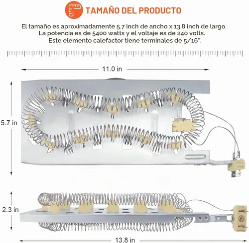 Vista 5 de UPGRADE W11344457 3387747 Elemento calefactor para secadora de Beaquicy – Adecuado para Whirlpool Kenmore elite he4/90 serie elemento calefactor