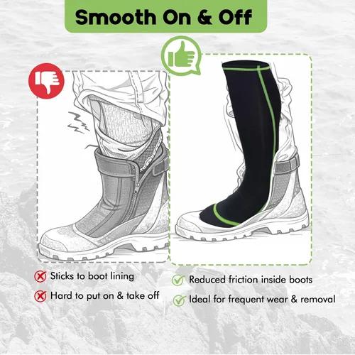 Vista 5 de Riverruns Calcetines para vadear, calcetines de pesca de nailon para hombres y mujeres, pesca al aire libre, surf, wakeboard, Negro