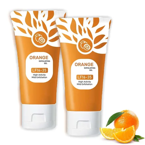 Vista 10 de Exfoliante de gel limpiador naranja para cara y cuerpo, limpieza profunda de los poros, elimina puntos negros, gel pelador suave con beneficios