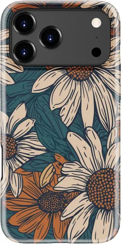 Vista 27 de Funda para iPhone 12 Mini, compatible con carga inalámbrica, protección de doble capa con elegante diseño de flores silvestres, silicona suave +