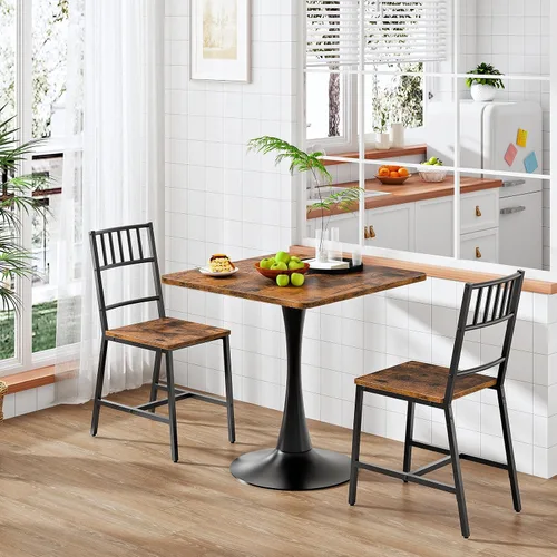 Vista 3 de HOOBRO Mesa de comedor, mesa de comedor cuadrada para 2, mesa de comedor de 27.6 pulgadas para espacios pequeños, mesa de cocina de tulipán, base