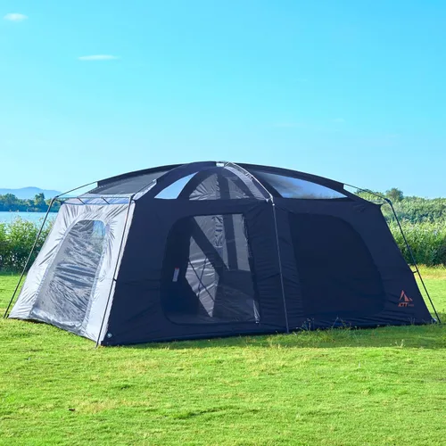 Vista 8 de KTT Extra Large Tent 12-14 Person,Family Cabin Tents,2 Rooms,Straight Wall,2 Doors 4 Windows with Mesh,Waterproof,Double Layer,Big Tent for