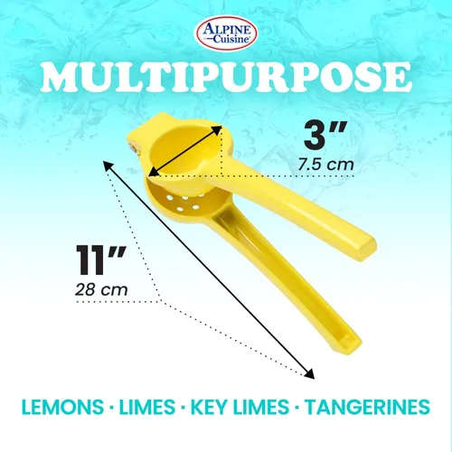 Vista 4 de Alpine Cuisine Exprimidor de limón resistente de 2.95 pulgadas – Exprimidor manual de cítricos de aluminio, prensa manual de cítricos, prensa