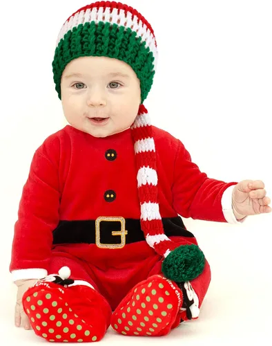 Vista 2 de 2 gorros de punto de Navidad con forma de cola larga para niños, gorro de Papá Noel para suministros de Navidad, na