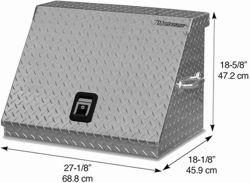 Vista 4 de Montezuma Caja de herramientas triangular de acero resistente de 26" x 18" (aluminio, brite)