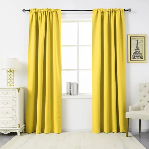 Vista 48 de DUALIFE Cortinas opacas de 45 pulgadas de largo, 2 paneles para ventanas pequeñas de dormitorio, aislamiento térmico, bolsillo para barra, cortinas