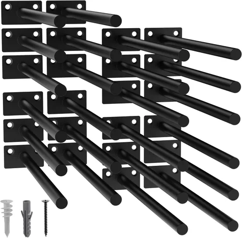 Vista 24 de 12-Pack 10 inch Floating Shelf Brackets, Hidden Shelf Bracket for Wood Negro-paquete de 12