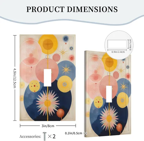 Vista 5 de Cubiertas de Interruptor de Luz Artísticas Decorativas Boho Figura Abstracta Interruptor de Pared Único Placa de Interruptor Decorativo Placa