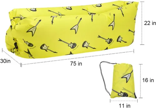 Vista 2 de Tumbona inflable, silla de aire, sofá, cama, saco de dormir, sofá para playa, camping, lago, jardín (guitarra)