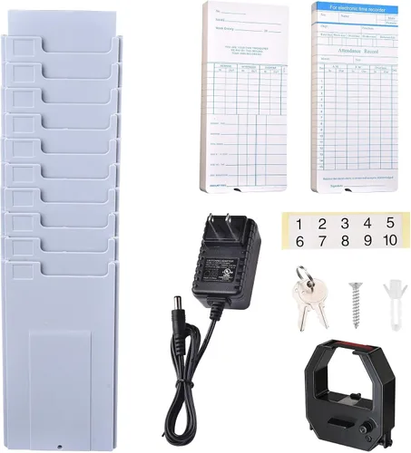 Vista 9 de Yescom Asistencia Punch Time Clock Bundle Employee Payroll Recorder LCD Pantalla con 100 tarjetas, 1 soporte para tarjetas de tiempo, 2 llaves