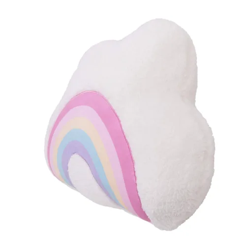 Vista 4 de NoJo Nube blanca con rosa, amarillo, verde azulado y lavanda apliques arco iris almohada decorativa, blanco, rosa, amarillo, lavanda