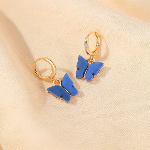 Vista 7 de Just Follow Pendientes de mariposa, diseño de mariposa, con forma de mariposa, color acrílico, 8 pares