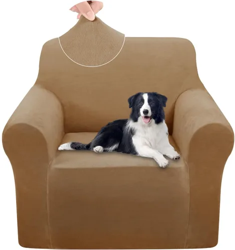 Vista 10 de U-NICE HOME Fundas de terciopelo para sofá, fundas elásticas para sofá de 3 cojines, protector de muebles (XL, grande, beige)