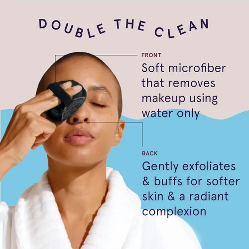 Vista 5 de CleanLogic Bath & Body - Almohadillas faciales exfoliantes de doble textura con infusión de carbón, esponjas faciales para limpiar y suavizar