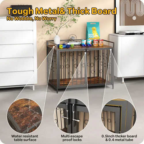 Vista 3 de Furniture Style - Jaula para perros pequeños, de 38 pulgadas, resistente a prueba de escapes, con 4 pestillos de seguridad, casa decorativa