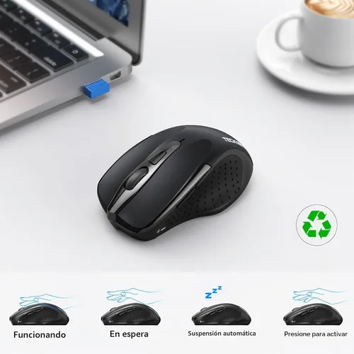 Vista 9 de TeckNet Pro M003 mouse inalámbrico, Negro