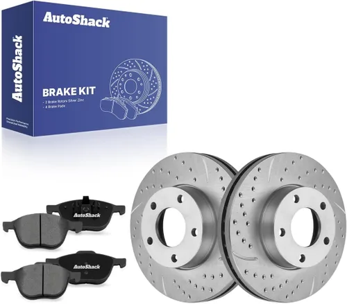 Vista 7 de AutoShack Pastillas de freno de cerámica para rotores de freno delanteros perforados y ranurados, repuesto para Mazda 3 2004-2013 2009 2010 2012